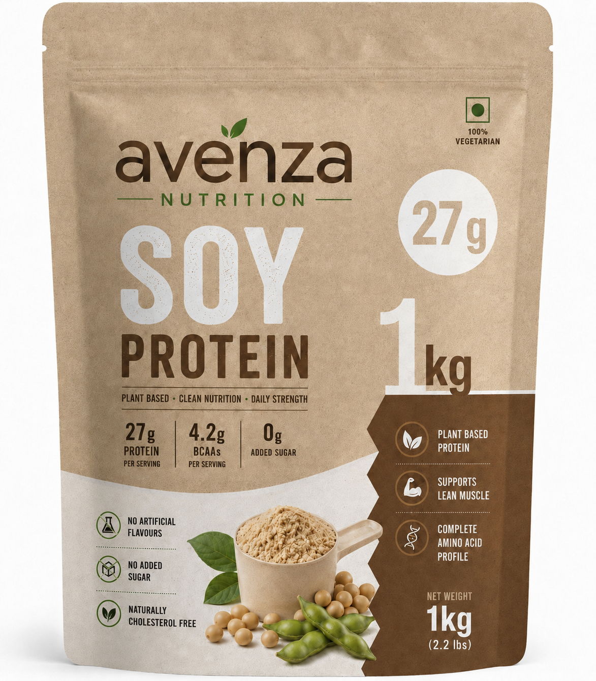 Avenza Nutrition Soy Protein Isolate 1Kg (2.2 lbs) 27gm Protein Per serving